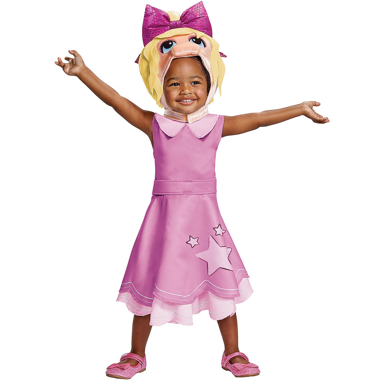 Miss Piggy Child Halloween Costume with Pink Dress and Headpiece